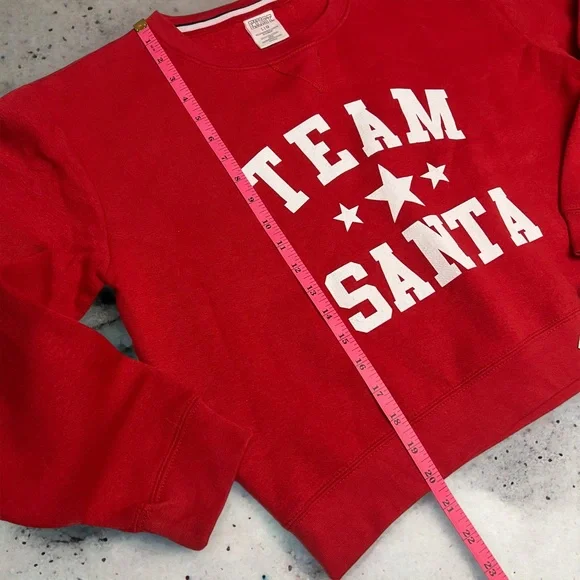 Exist Sweatshirt Team Santa Christmas Cropped Pullover Red Size Large NEW - Picture 9 of 11